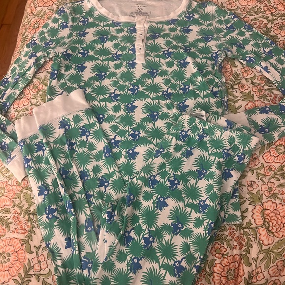 Roller Rabbit blue monkey and palm pajama set size 10 - Picture 1 of 8